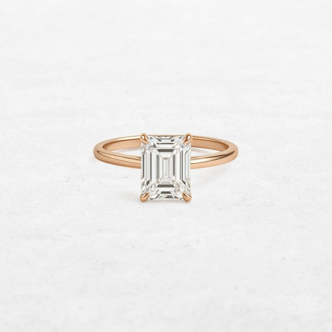 Emerald Solitaire Engagement Ring | OR-0002