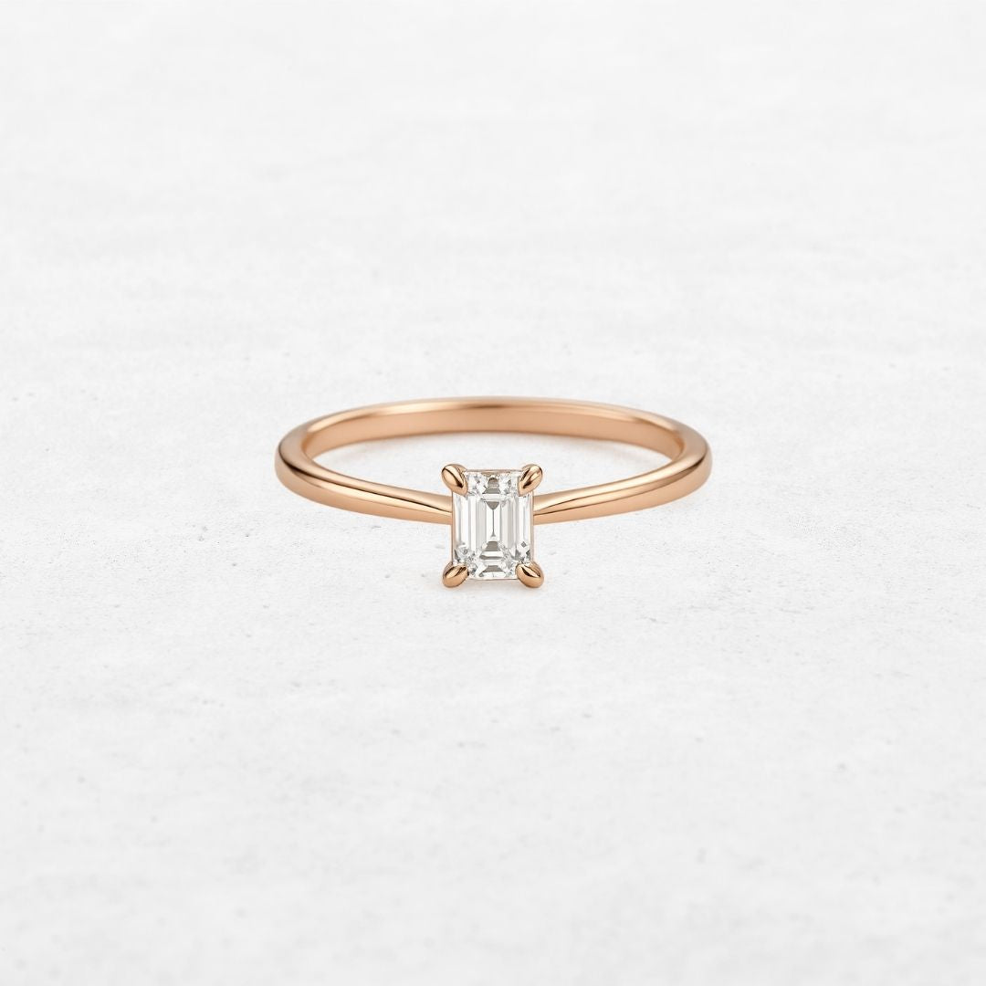 Emerald Solitaire Engagement Ring | OR-0002